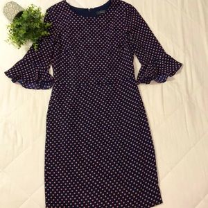 Navy blue w/orange polka dots dress